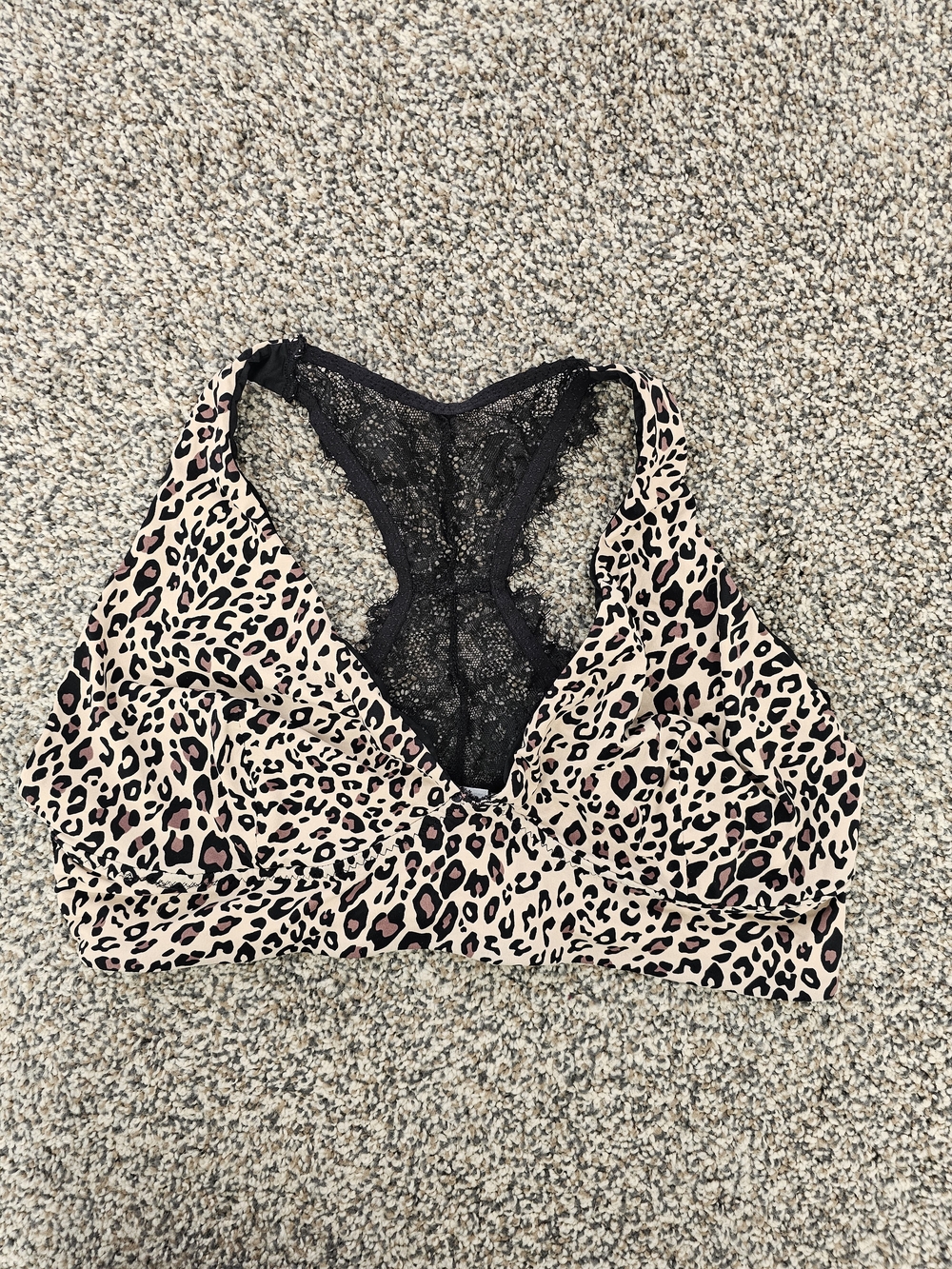 Maurices Leopard Print Lace-Back Bralette in Beige and Black